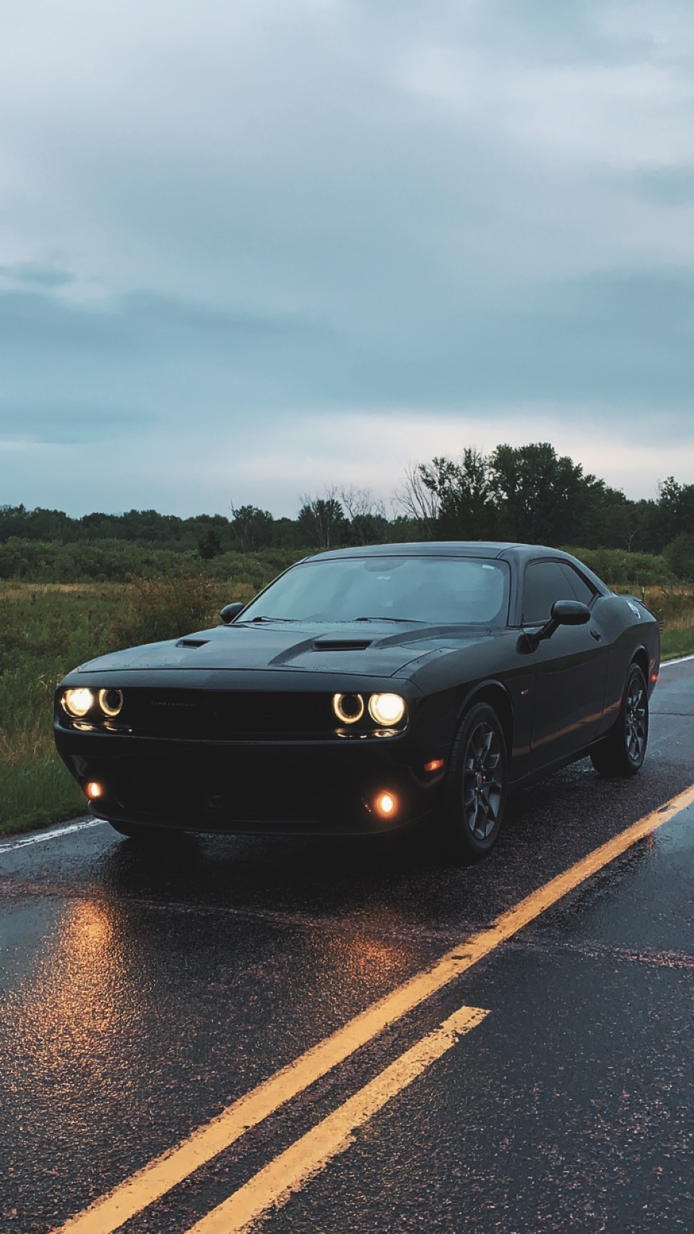 An image of my car at an angle on a rural road in Wisconsin.